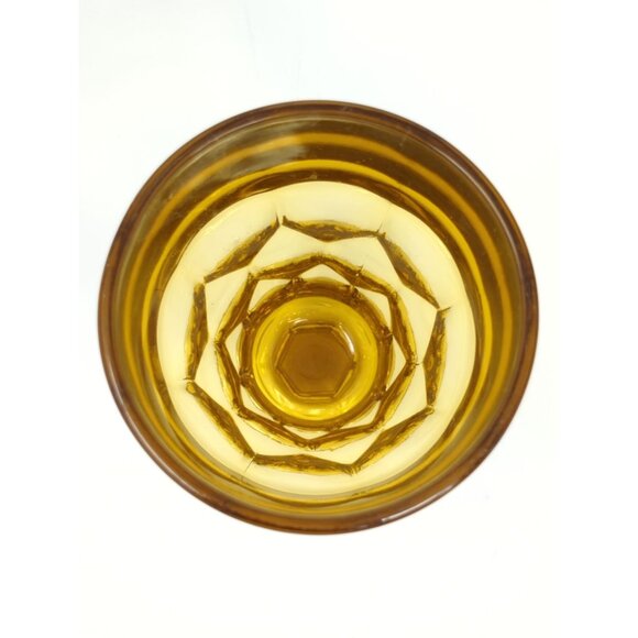 Set of 4 Anchor Hocking Topaz Amber Georgian Footed Iced Tea Glasses 5" vintage - Picture 7 of 9